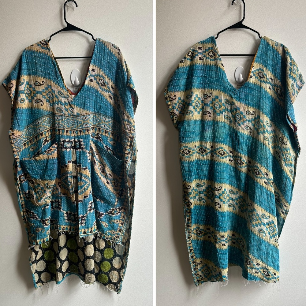 Boho V-Neck Turquoise Patterned Women’s Top